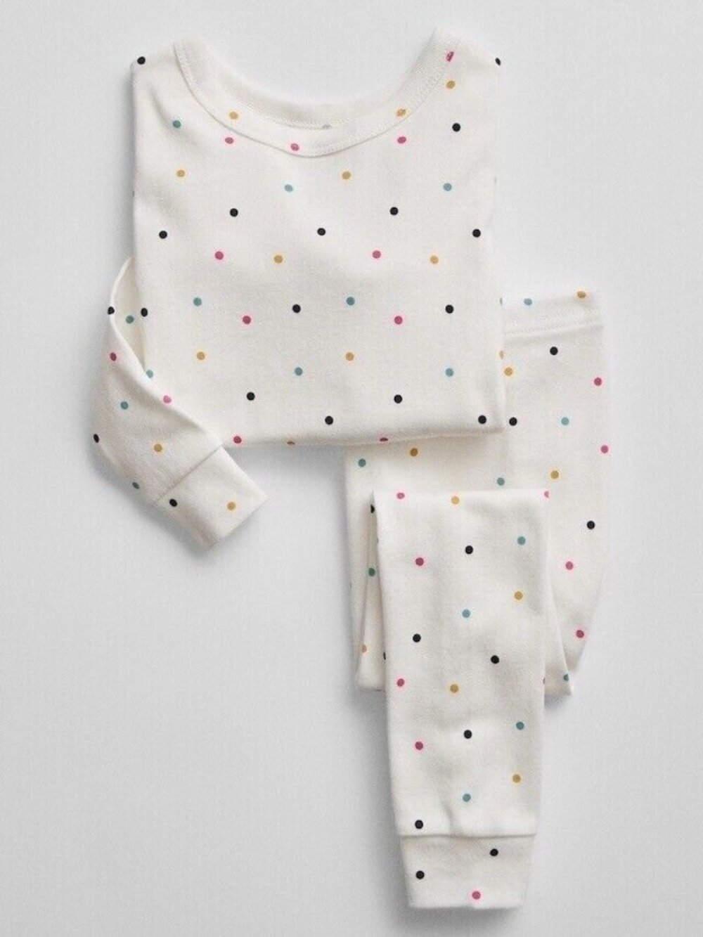 Baby Gap Girls White Polka Dot Long Sleeve Pant 2 Piece Pjs Pajama Set Organic 6